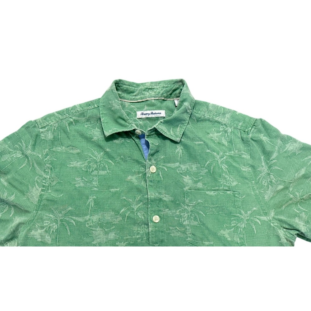 Tommy‎ Bahama Green button down short sleeve shirt large EUC